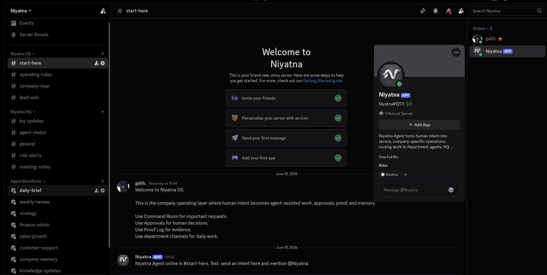 The unified chat interface for company execution.
